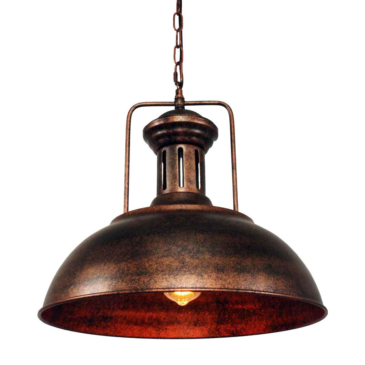 Lingkai 16.14" Farmhouse Pendant Light, Rustic Vintage Hanging Light Fixture Barn Dome Lampshade Ceiling Mount Lamp For Kitchen Island Dining Room