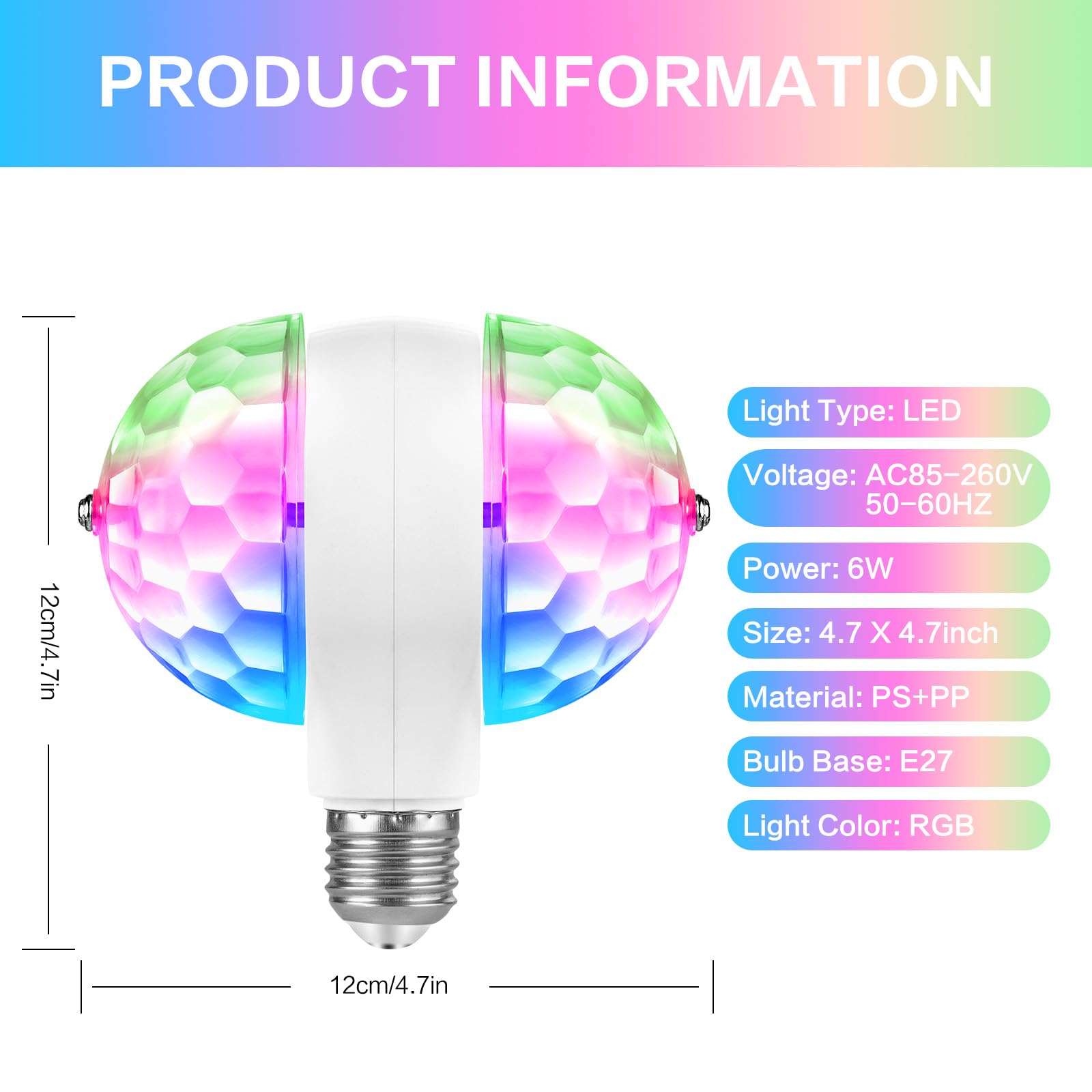 MINO ANT Disco Lights - 2-Pack RGB LED Stage DJ Light, Multi-colored, Model C-50 for Parties, Home, Karaoke, and Events