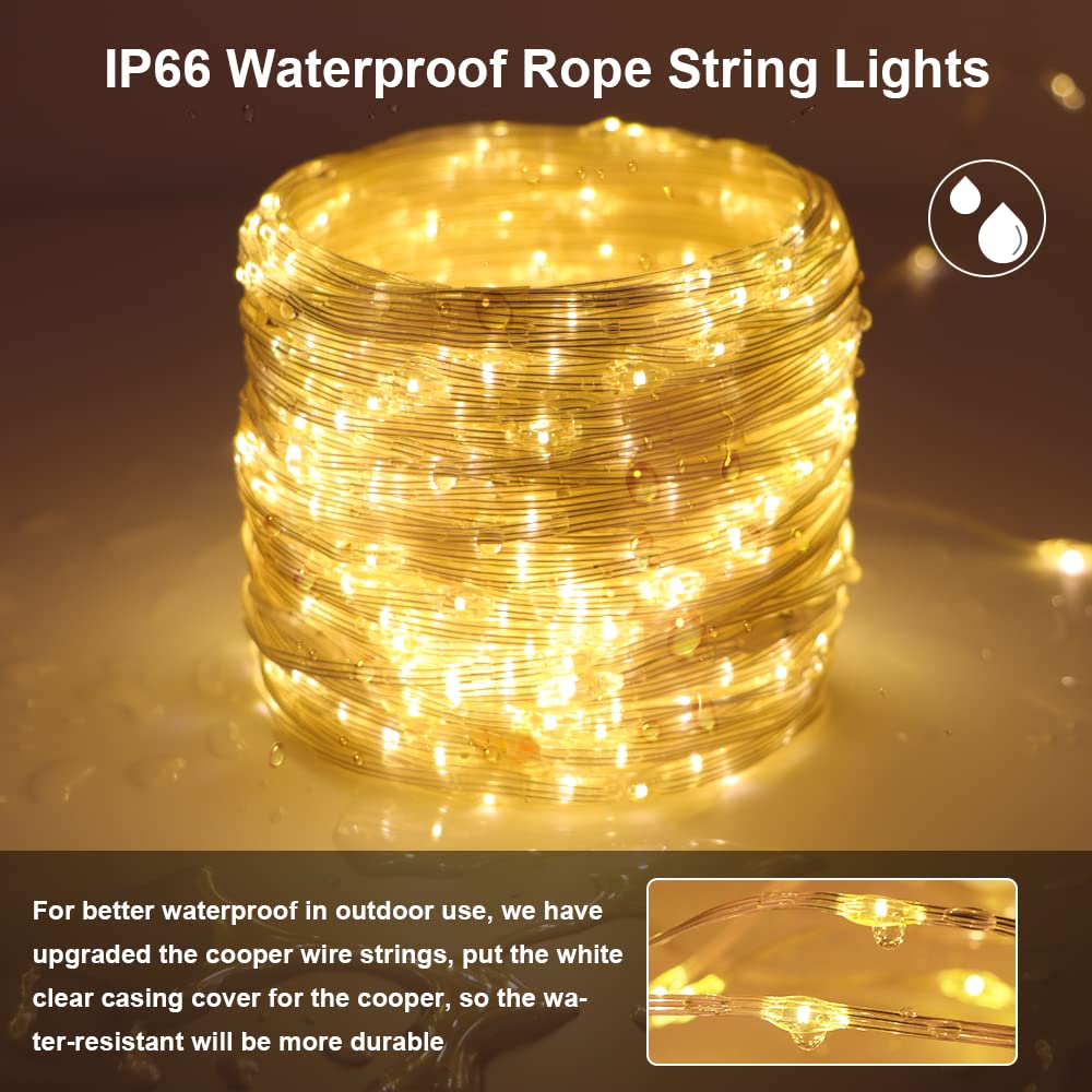 Ultra Long Led String Lights - 328Ft 1000Leds 8 Modes Dimmable Fairy Lights, Waterproof Ul Listed Plug Copper Wire With Clear Casing And Remote Control For Room, Patio, Wedding, Party (Upgraded)