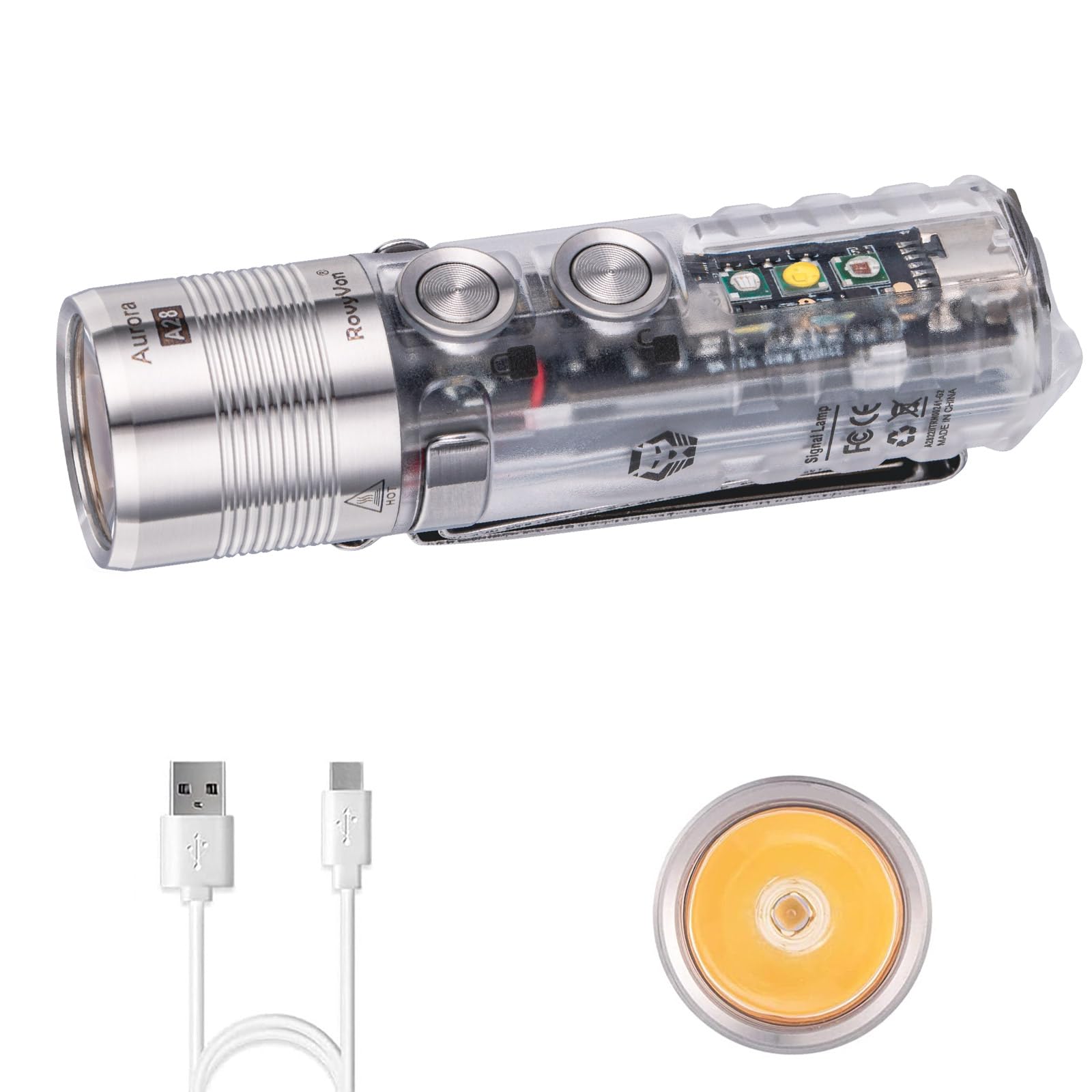 RovyVon Aurora A28 G2 EDC Flashlight, 600 Lumens, USB-C Rechargeable, IPX8, Multicolor, Model A28URW-HK