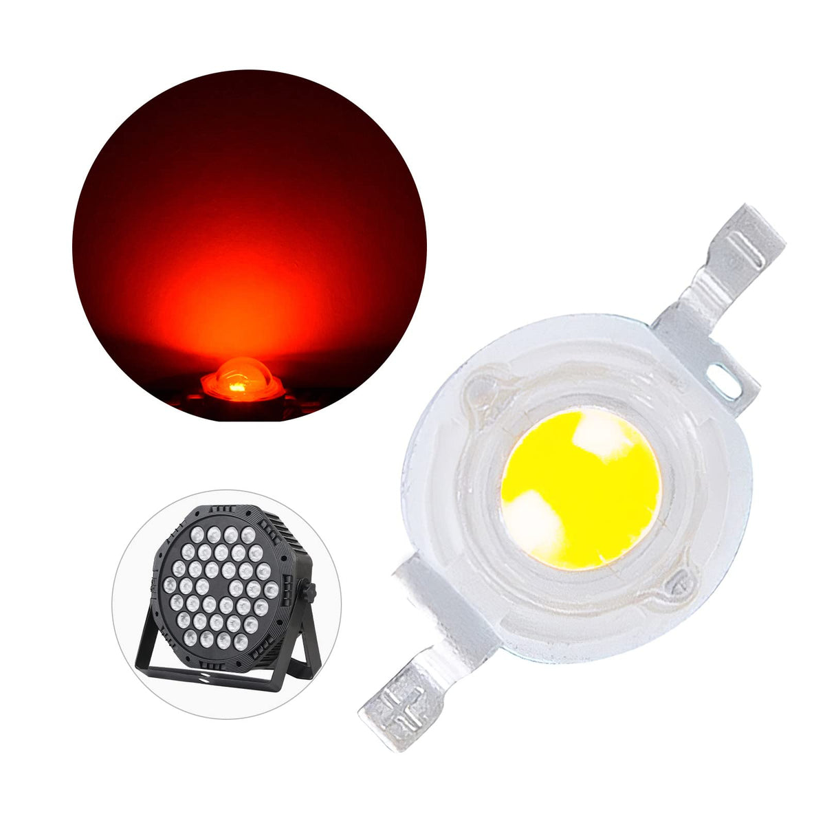 (Pack Of 20) 1W Red Led Beads, Led Chip Lamp Bulb For Led Stage Lights