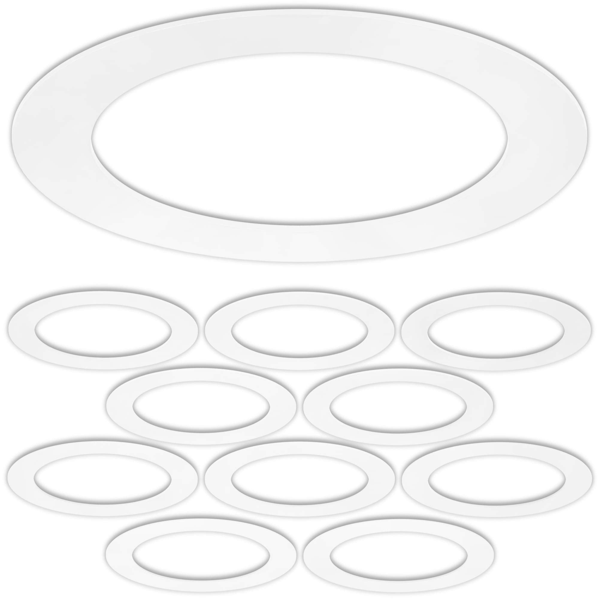 10 Pack Gloss White Goof Trim Ring For 6&quot; Inch Recessed Lighting Trims Can Lighting Down Light, Outer Diameter 8 Inches