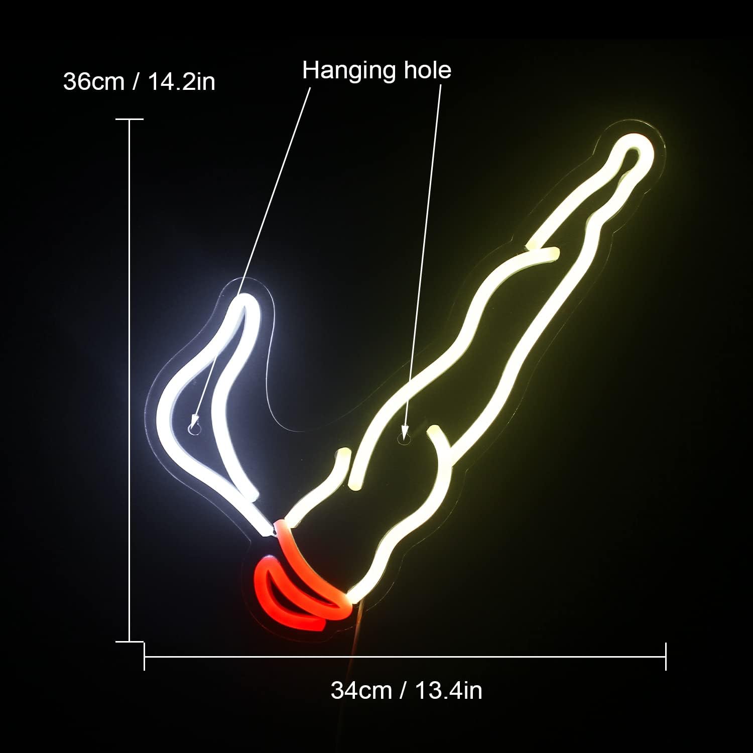 ineonlife LED Neon Sign, Red White Wall Decor Light, Model NS112, Acrylic Material, USB Powered, Unique Night Light for Boys