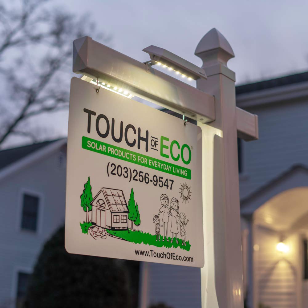 Touch Of Eco Liteagent Pro - Solar Dual Sided Led Post Light For Real Estate Signs, Business, Yard Sign Lighting - Includes Adjustable Sign Mounting Bracket