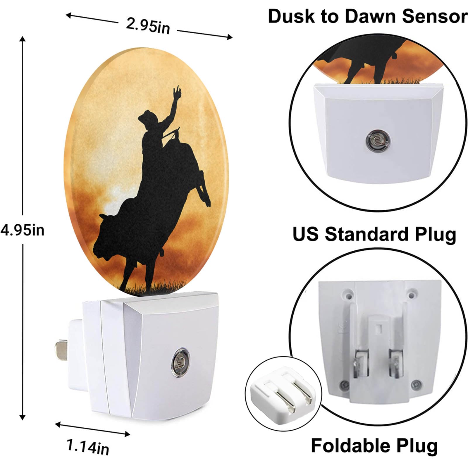 Uanvaha Cowboy Night Lights Wild West Cowboy On Horseback Led Night Light Plug Into Wall With Dusk To Dawn Sensor For Girls Boys