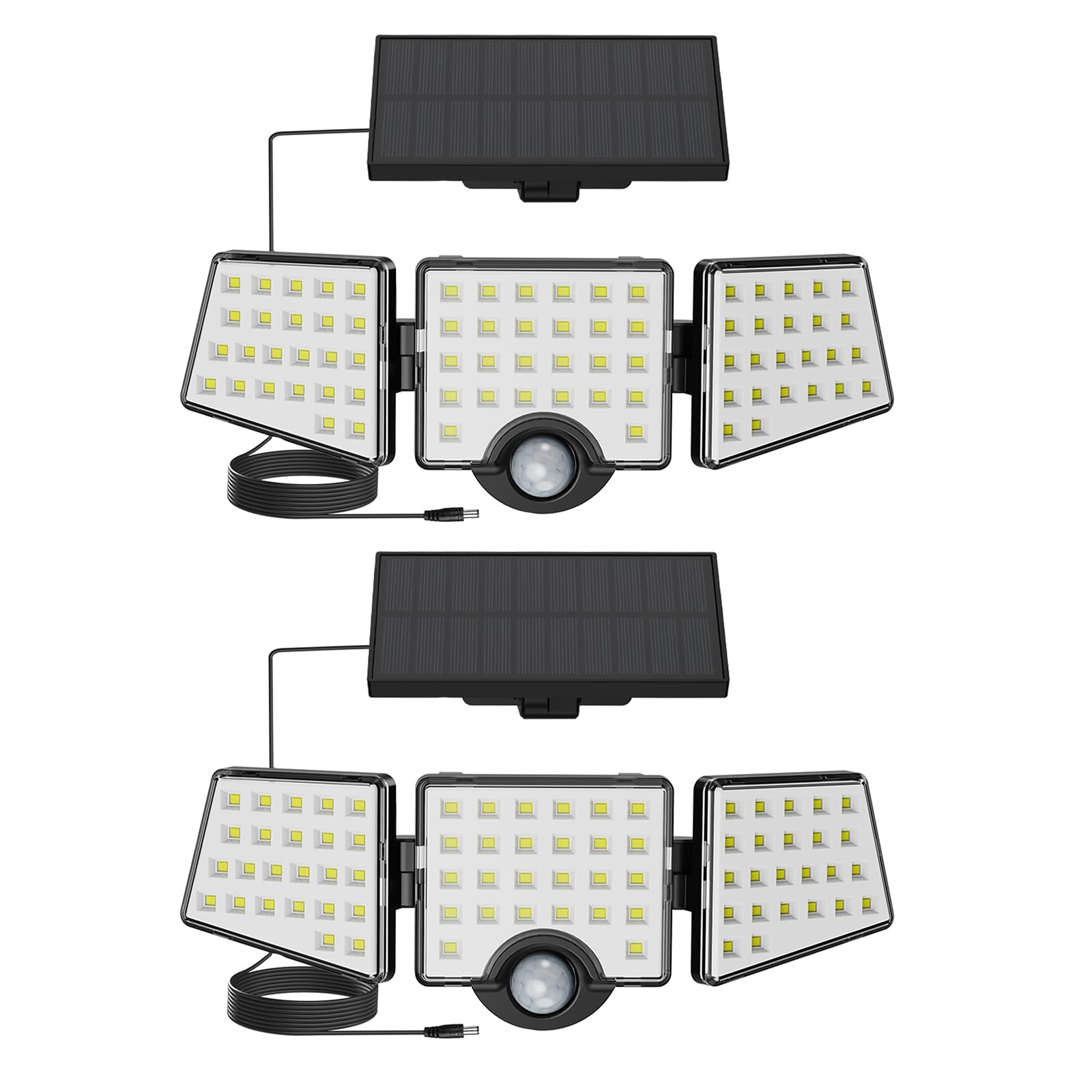 Lepro Solar Lights for Outside, Motion Activated, 3 Adjustable Heads, IP65 Waterproof, Black, Model PR640004-DW-2, 2 Packs