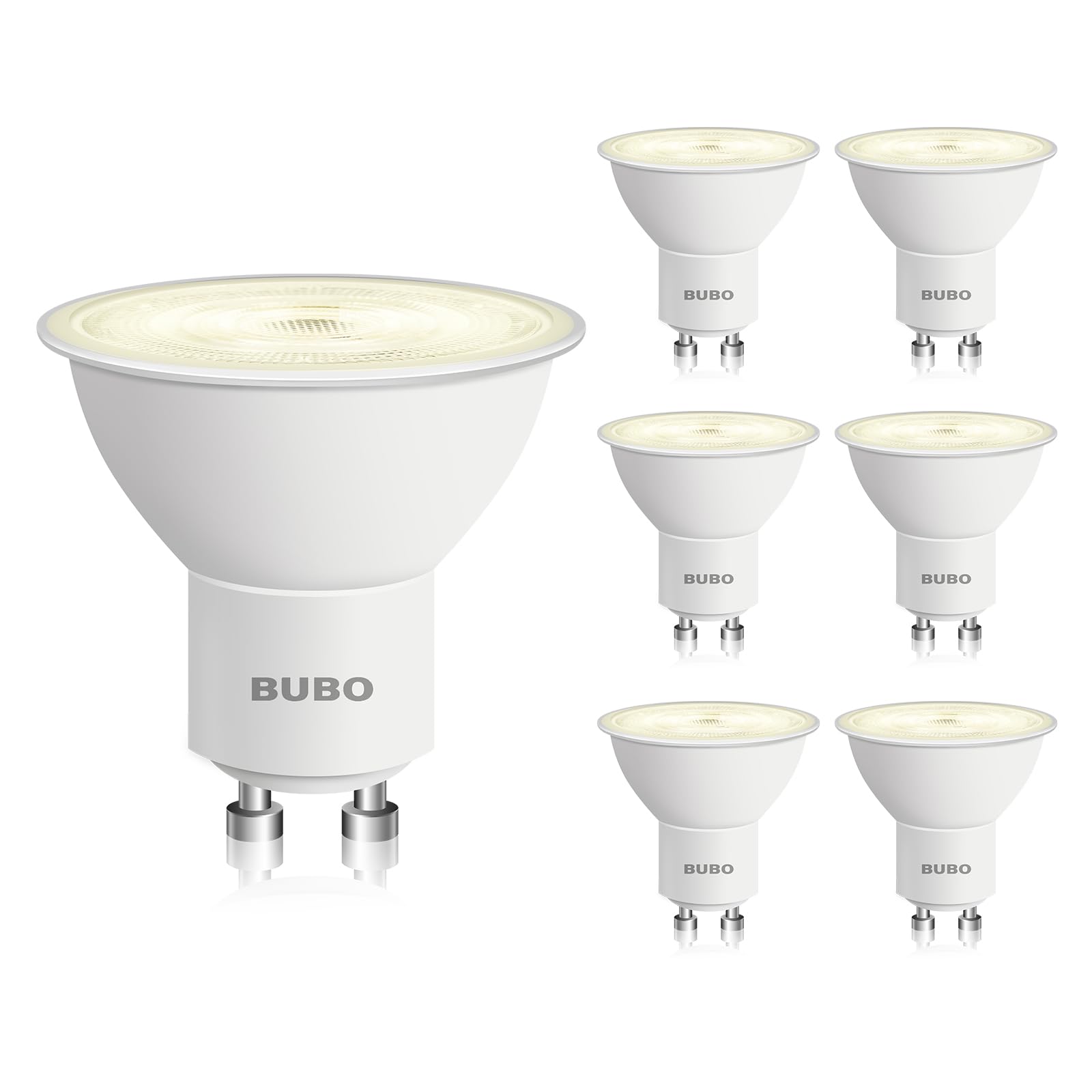 BUBO GU10 LED Bulb 6W Equivalent 3000K Warm White 650 Lumens Non-Dimmable 6 Pack MR16