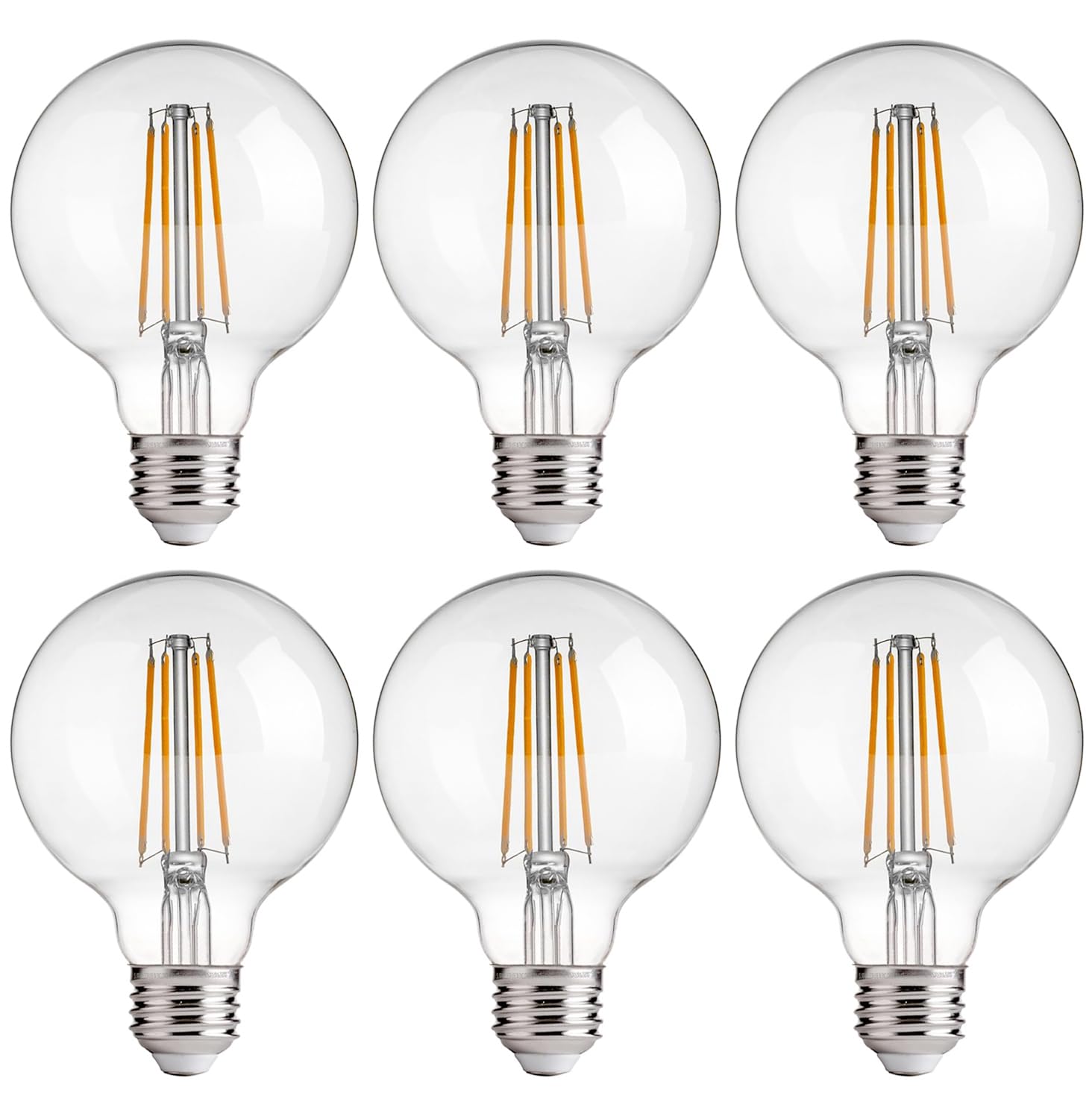 Flsnt 6 Pack G25 Led Globe Edison Bulbs For Bathroom Vanity & Mirror Lighting, 2700K Soft White, Cri90+ Dimmable, 40W Equivalent