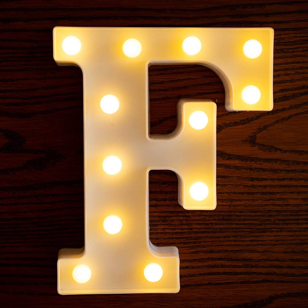 Yorulory LED Letter Lights Sign Letters Light Up Letters Sign for Night Light Wedding Birthday Party Battery Powered Christmas Lamp Home Bar (F)