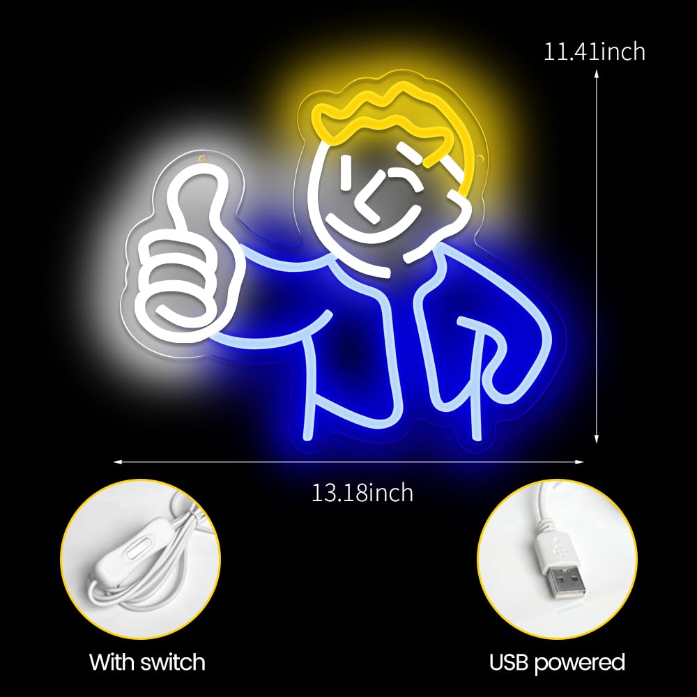 PILOYINDE Neon Sign Vault Boy Light for Wall Decor, Acrylic, L-little boy, Game Room, Bedroom Gift for Fans and Teens