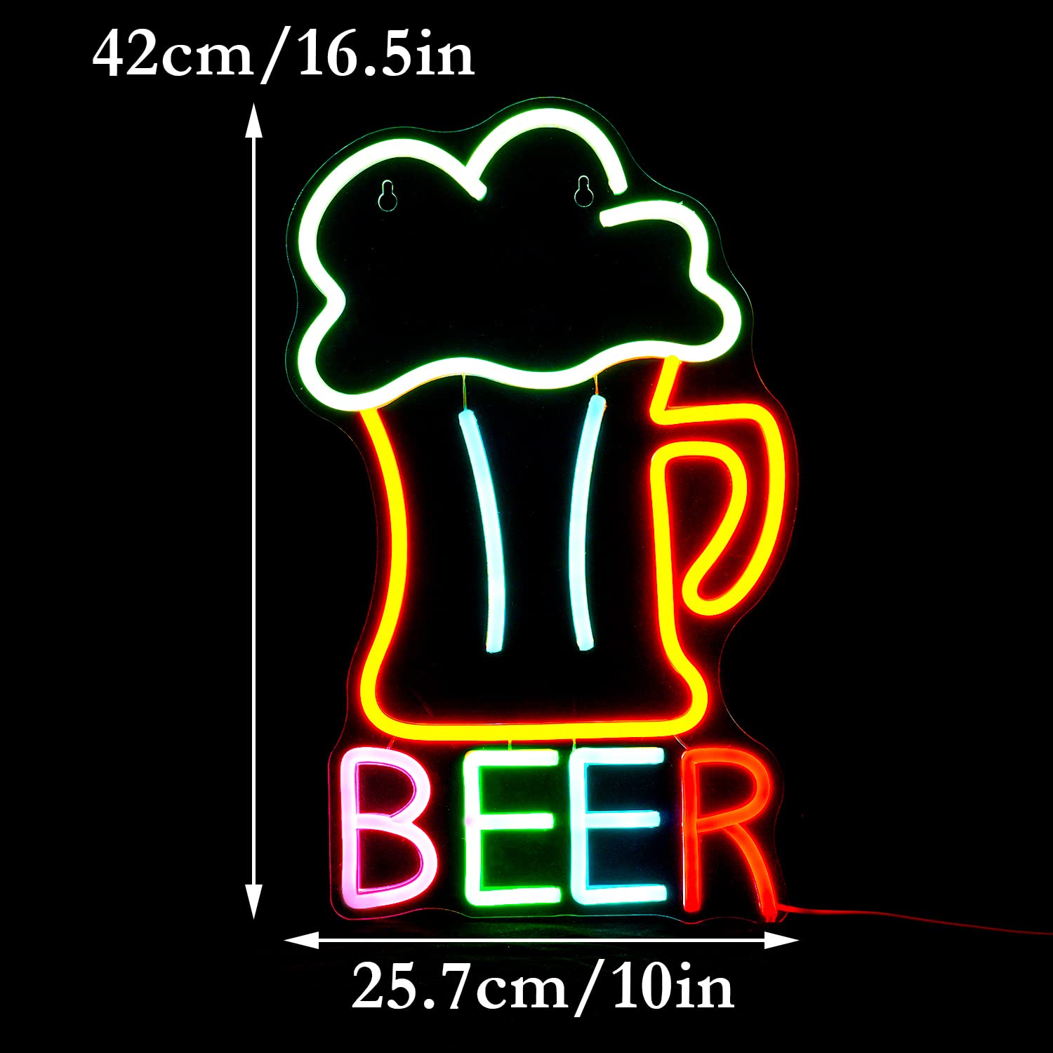 Beer Neon Sign Led Beer Signs Colorful Neon Lights For Wall Decor Usb Powered 16.5’’X10.1’’Man Cave Bar Club Birthday Party Decor Kitchen Restaurant Neon Wall Signs