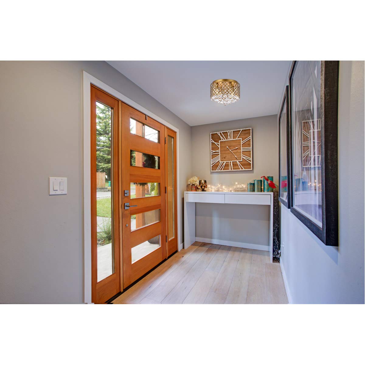 Living District Tully 4-Light Contemporary Metal Flush Mount in Brass and Clear