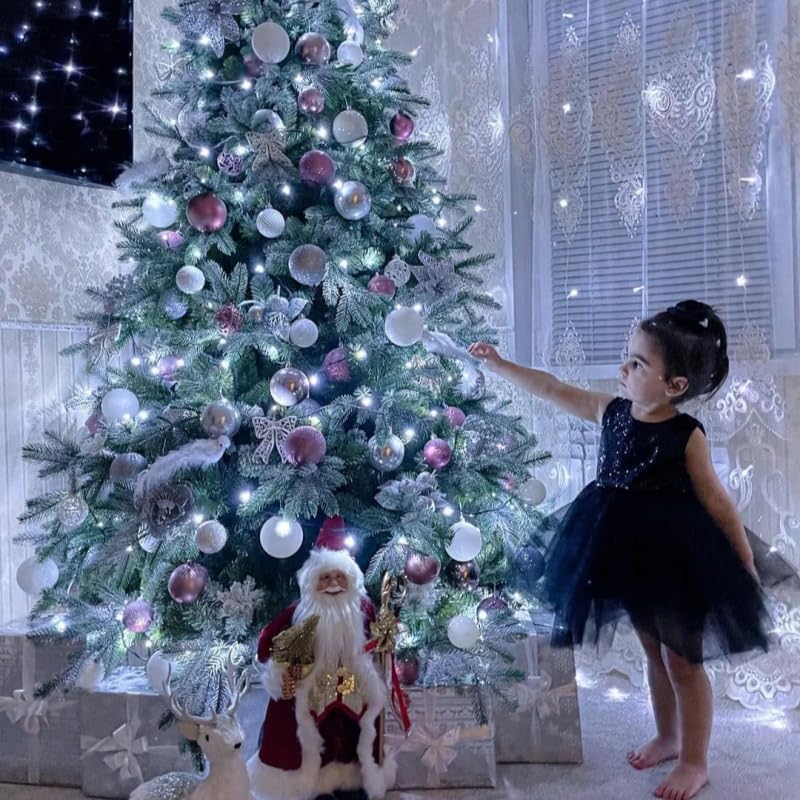 Qitong 144Ft White Solar Fairy Lights, 400Led Outdoor String Lights, 8 Modes, Waterproof