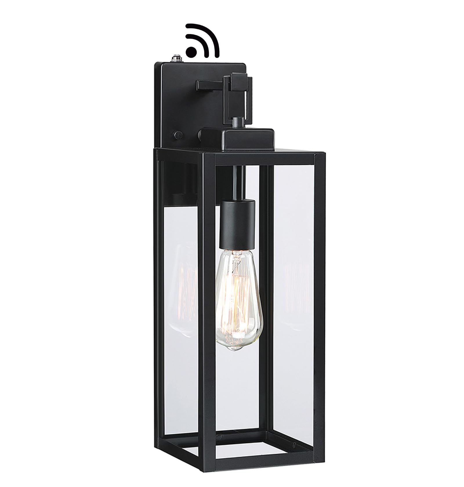 Faymart Dusk To Dawn Outdoor Wall Lantern, 18&quot; Sconce With Sensor, Metal Glass Shade, 1 Pack