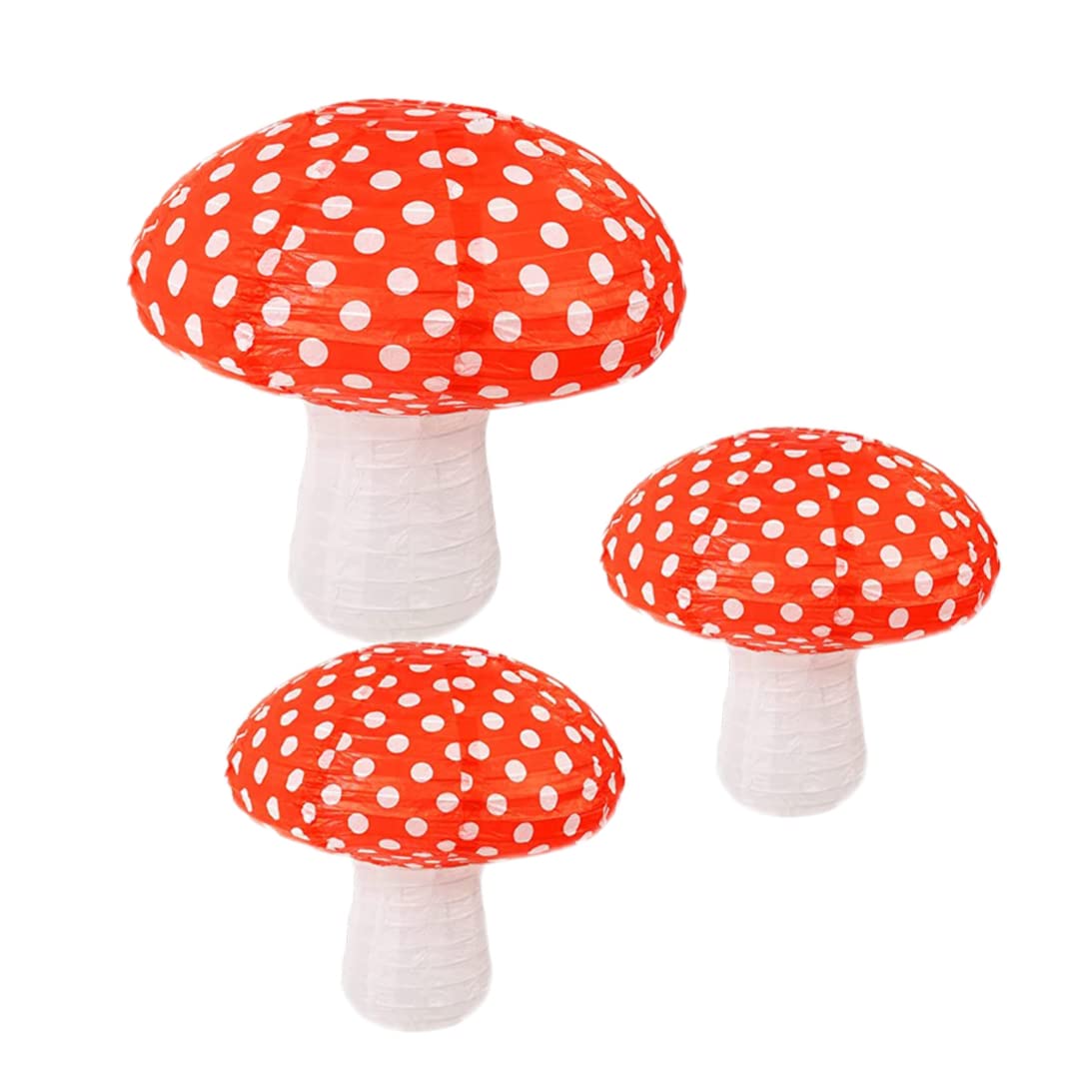 3Pcs Mushroom Paper Lanterns, 3D Mushroom Hanging Ornament For Wonderland Jungle Forest Themed Birthday Party Wedding Nursery De