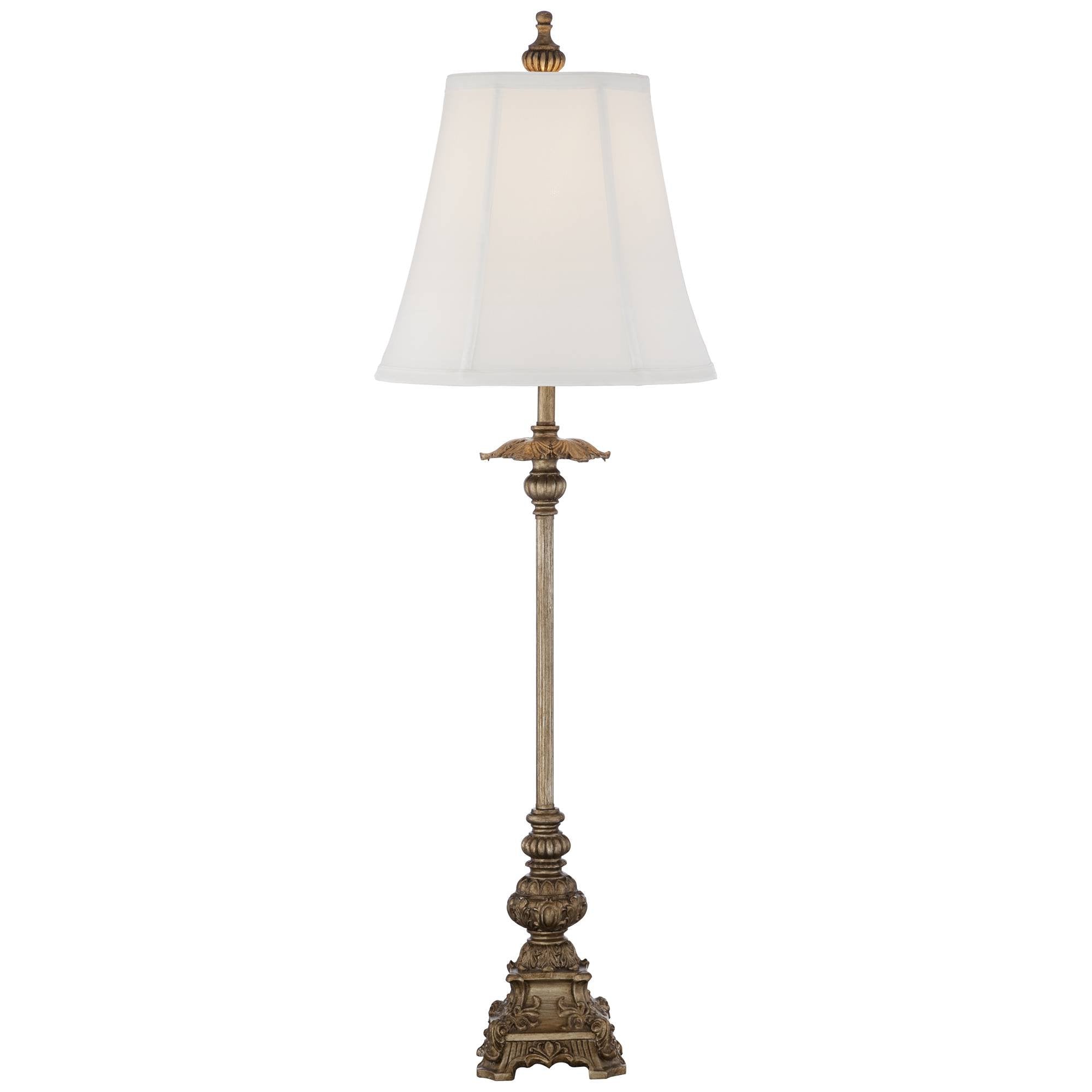 Regency Hill Juliette Traditional French Country Style Buffet Table Lamps 36.5 Tall Skinny Set Of 2 Antique Gold Ornate Base Whi