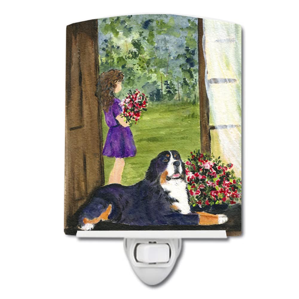 Carolines Treasures Ceramic Night Light, Bernese Mountain Dog, 6x4x3 inches, UL-Certified, Ideal for Bedroom, Bathroom, Nursery