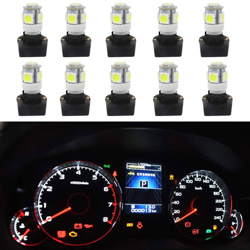 WLJH T10 194 LED Light Bulb 168 Bright Instrument Panel Gauge Cluster Dashboard LED Light Bulbs Set 10 T10 Bulbs with 10 Twist Lock Socket PC194 - White