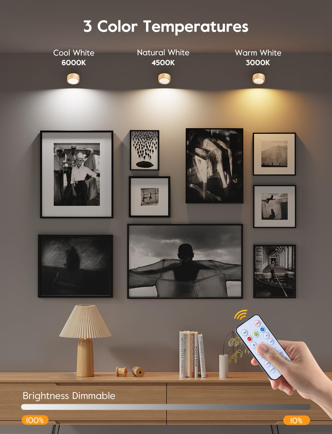 Brightown Led Magnetic Wall Sconce Lights, 2 Pack Usb Rechargeable Wall Mounted Lights With Remote, 3 Lighting Colors And Dimmab