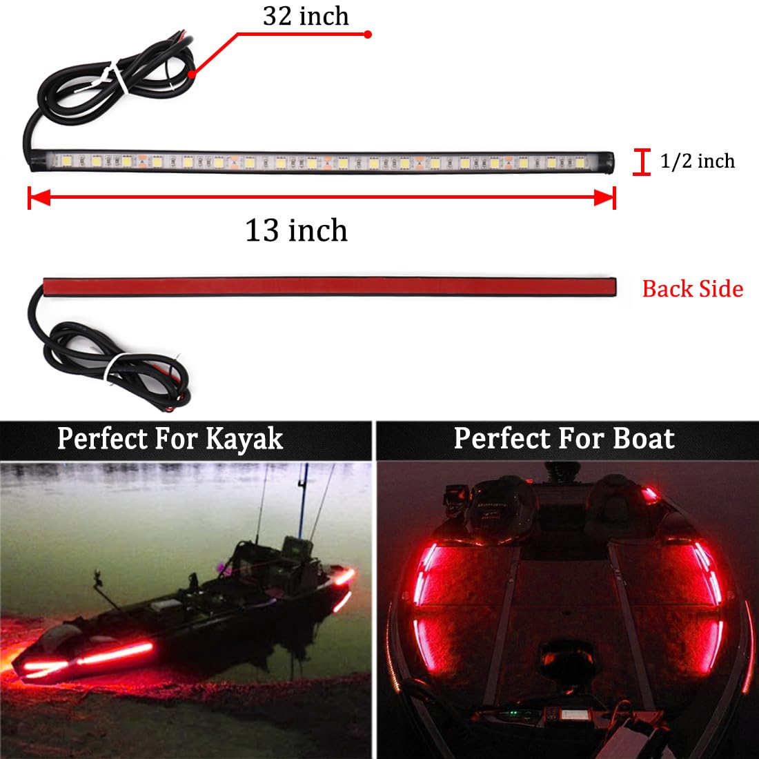 Botepon LED Navigation Lights for Boats, IP67 Waterproof Red and Green Bow Lights, Perfect for Pontoon, Dinghy, Kayak, Yacht