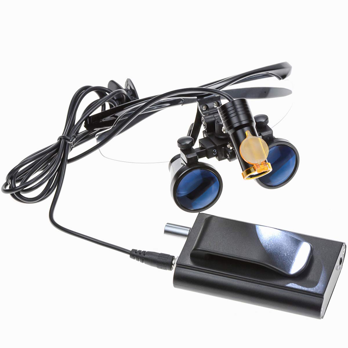 3.5x420 Loupes Magnifier Magnification Binocular 5W Headlamp Belt Clip Type Case (Black)