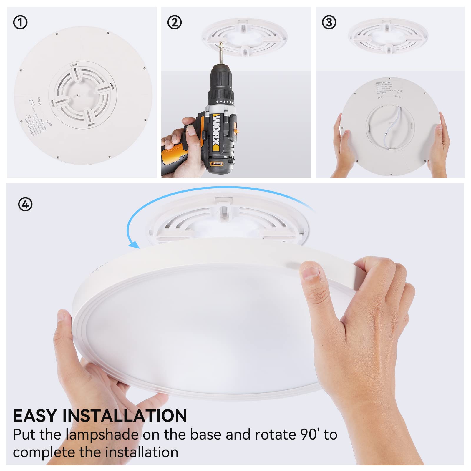 Superyofo 2800Lm Led Ceiling Light Fixture, 9 Inch Black, 24W, Day White 6000K, Slim Design, 250W Equivalent, 6-Pack