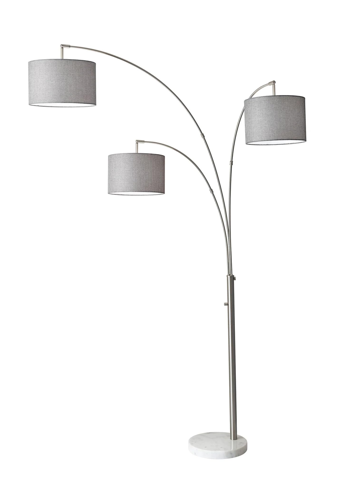 HomeRoots Lighting 35 X 52 X 74 Brushed Steel Metal 3-Arm Arc Lamp