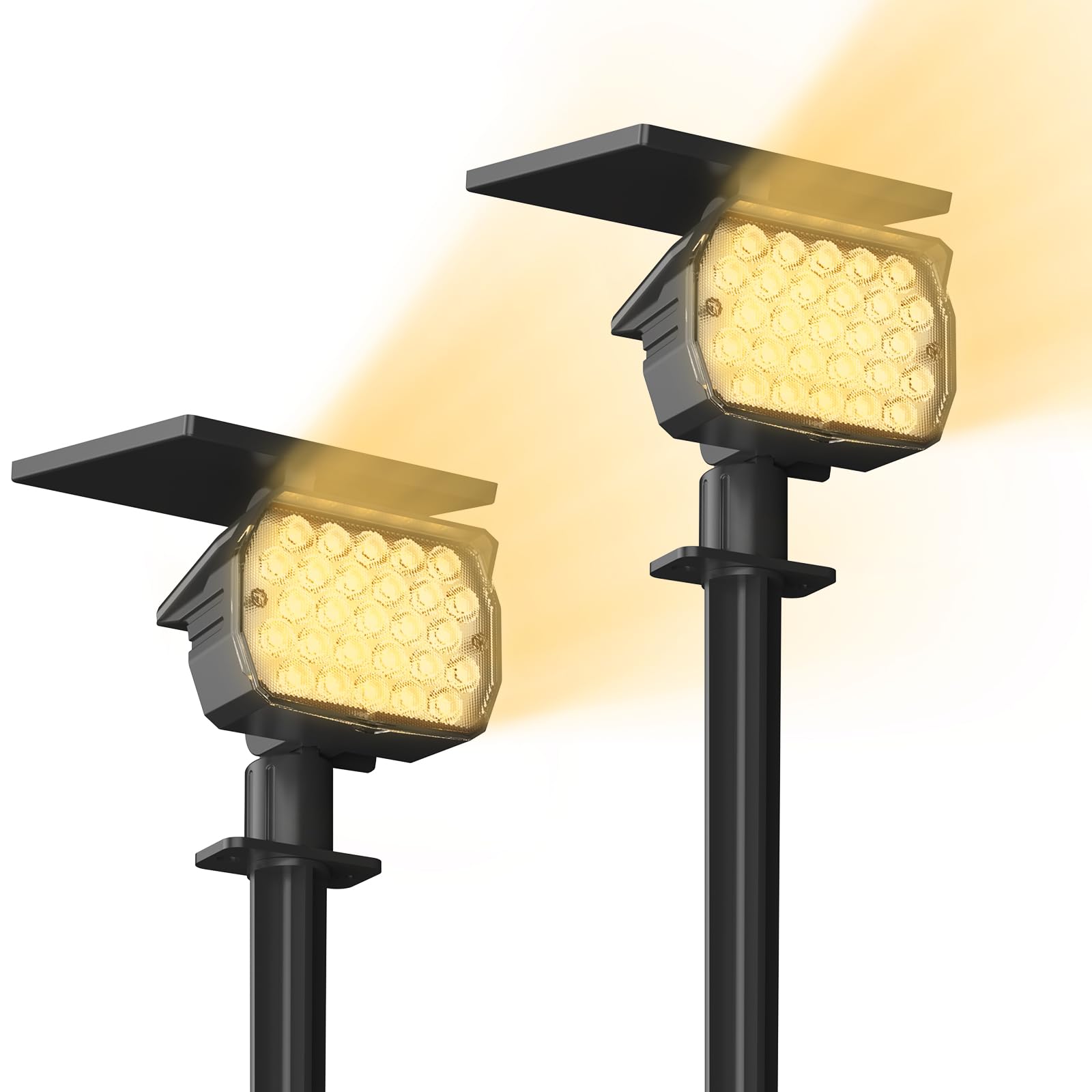 VOLISUN Solar Spotlight Outdoor, IP67 Waterproof, 27 LED, 3 Lighting Modes, 2 Pack, Warm White, Model 21464
