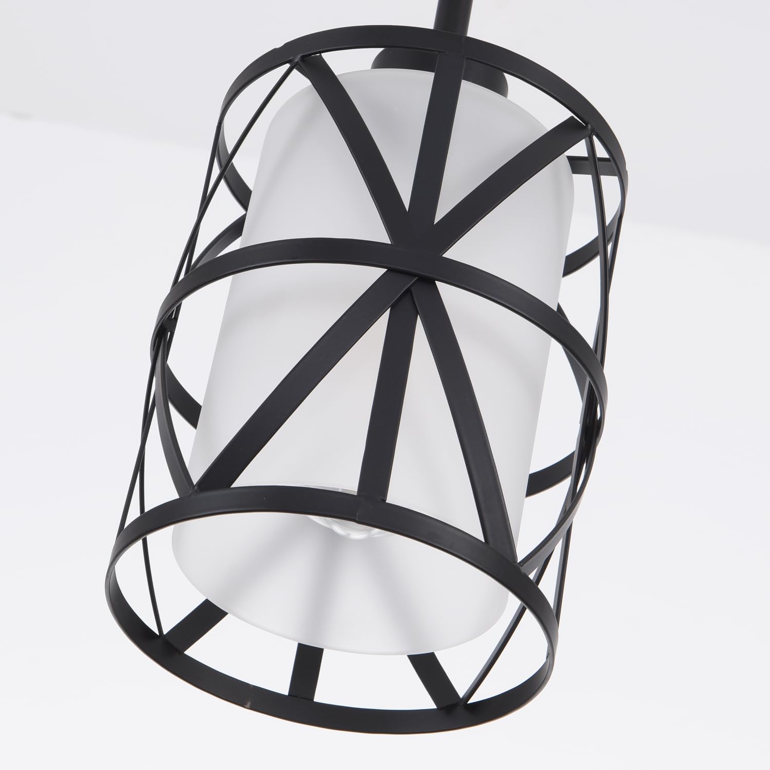 IHENGYANLT 3 Pack Pendant Light, Kitchen Island Lighting, Metal Glass, Black, Model PM1715-2, Stem Rod Design