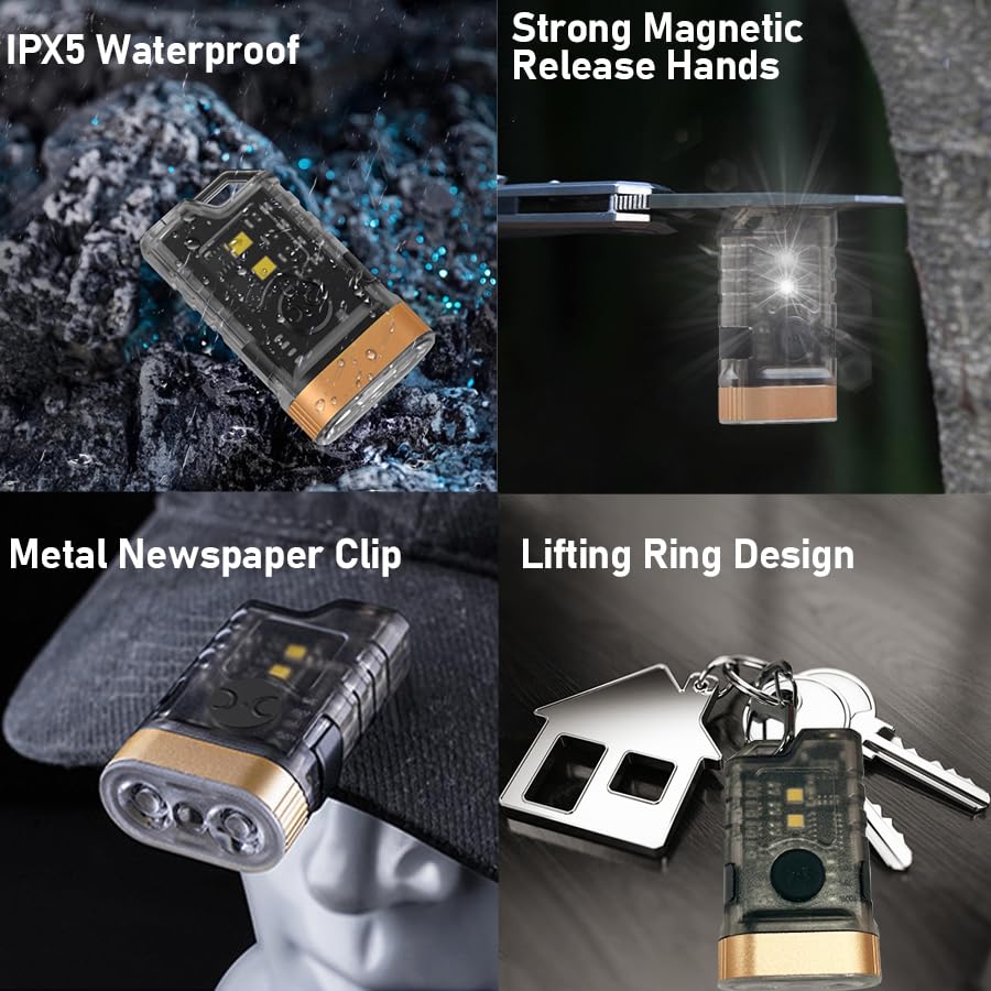 Itoncs Led Edc Flashlight, 1500 Lm Usb C Rechargeable, 365Nm Uv Black Light, Waterproof,