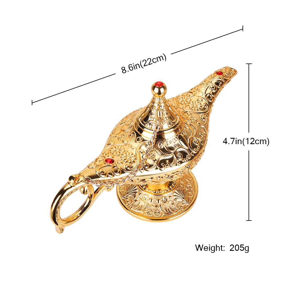 ANQIA Vintage Aladdin Magic Genie Lamp - Gold Zinc Alloy Decorative Light for Home Party & Wedding