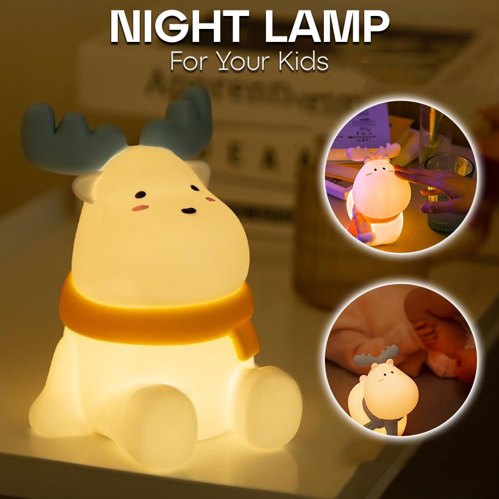 BOLT Reindeer Silicon Night Light - 0.5W Touch Control, LED Lamp with Dimmer, Ideal Rechargeable for Kids, Babies, and Adults, S