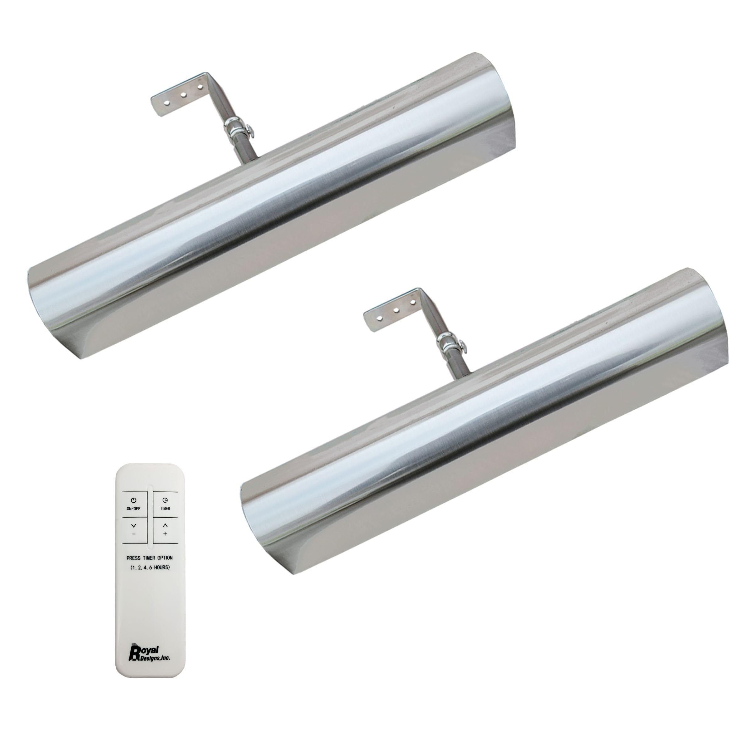 Royal Designs, Inc. Cordless Remote Control LED Picture Light, Dimmable with Timer Function, Brushed Nickel, 10.75 Inches, 2 Pac