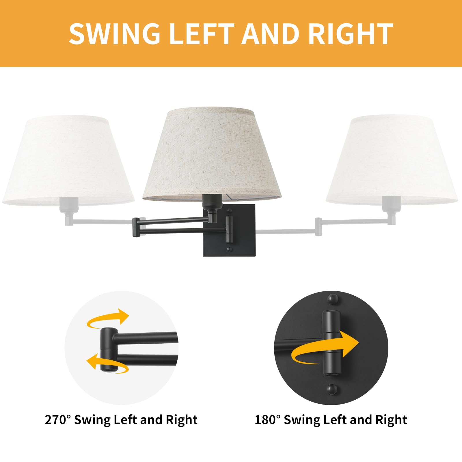 KARTOOSH Battery Operated Wall Sconces Set of Two, Remote Control, Dimmable, Rechargeable, Black, Big, Model ZM212B