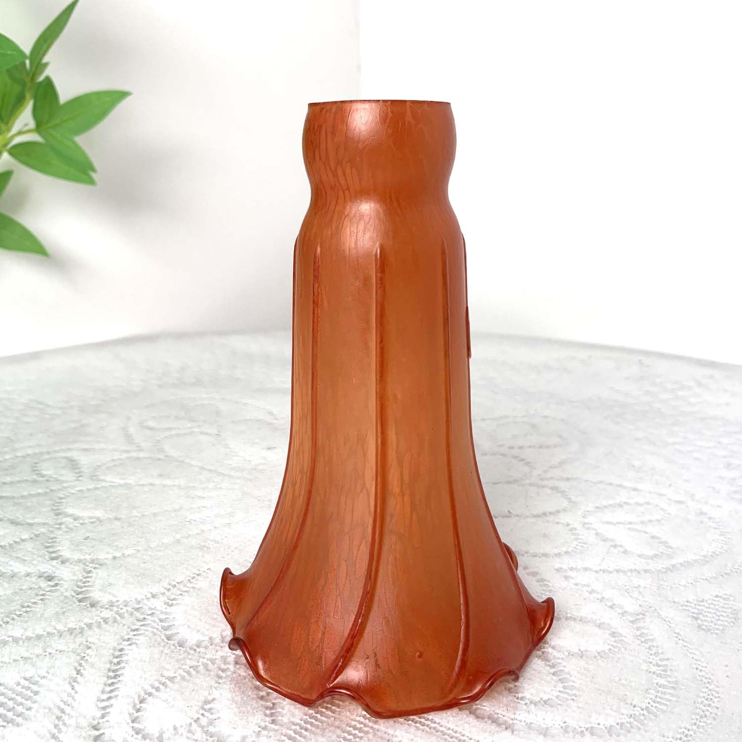 Bieye LS92 Large Orange Lily Flower Blown Glass Lampshade, I.D. 1.26" x O.D. 1.5"