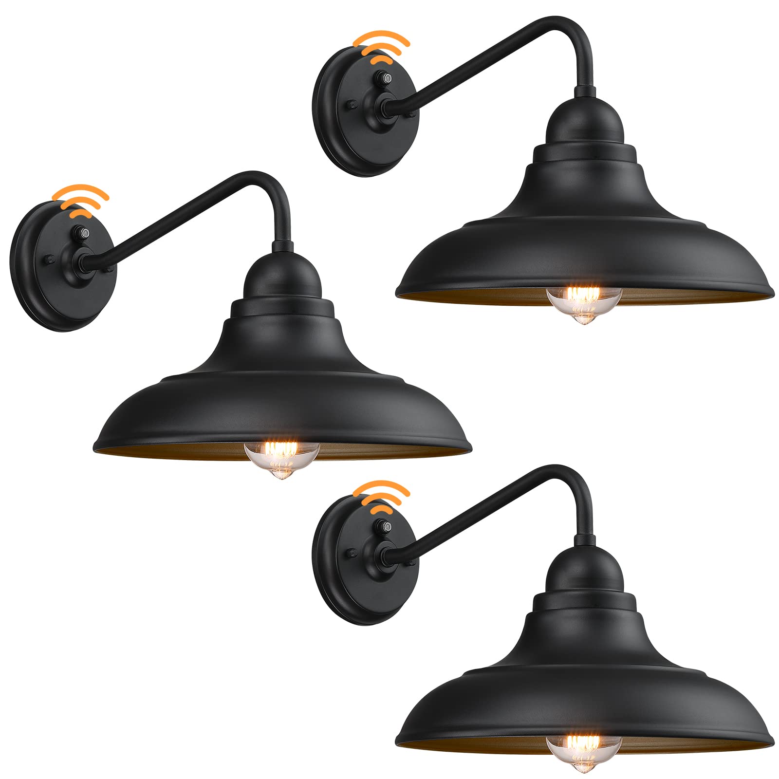 Ptrworoa 12&quot; Dusk To Dawn Outdoor Wall Sconces, Metal Farmhouse Barn Light, 3 Pack