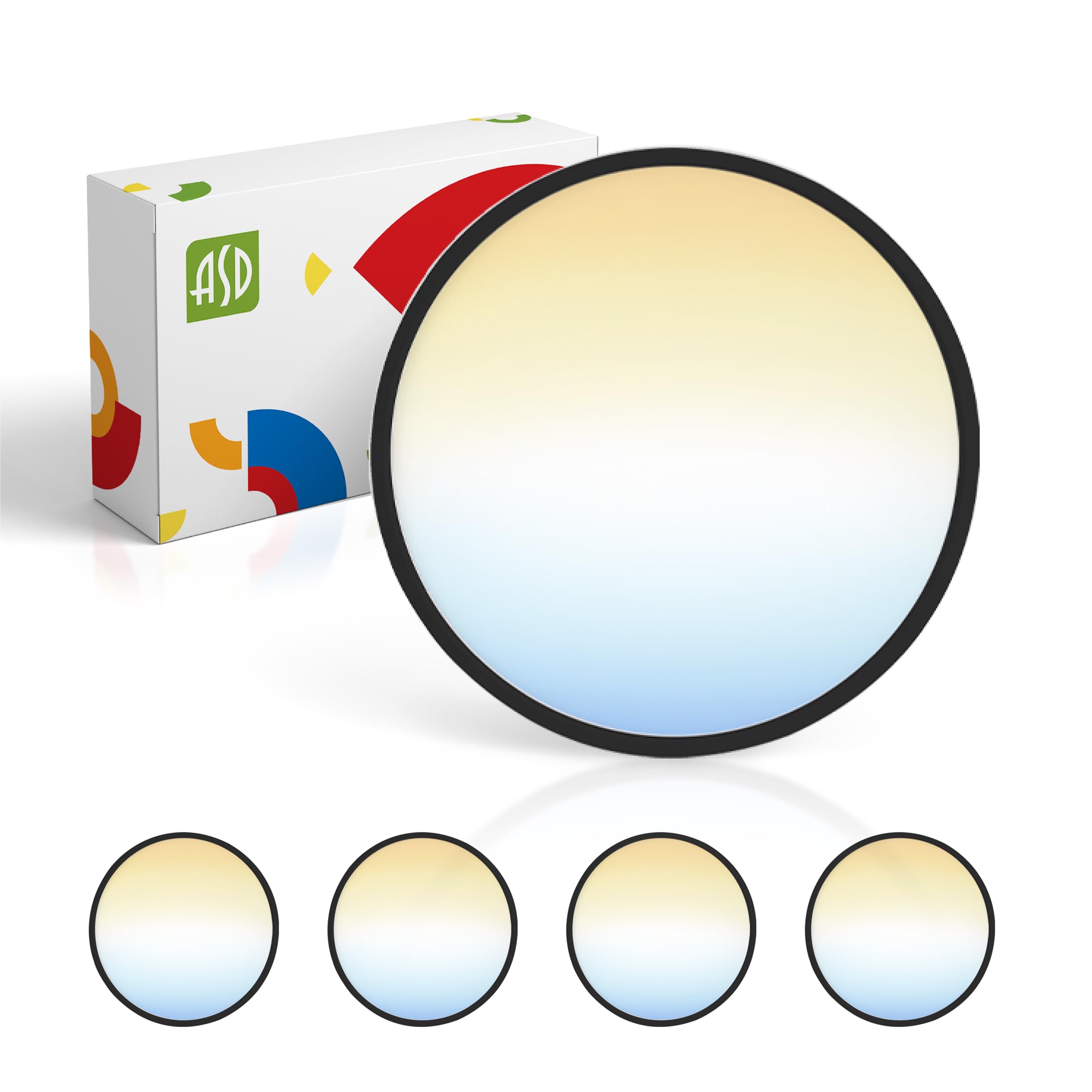 ASD LED Ceiling Light Fixture, 24W 1900LM, Dimmable, 12 Inch, Black, 4 Pack, ETL Listed, Ultra Slim, Flat Panel Lamp