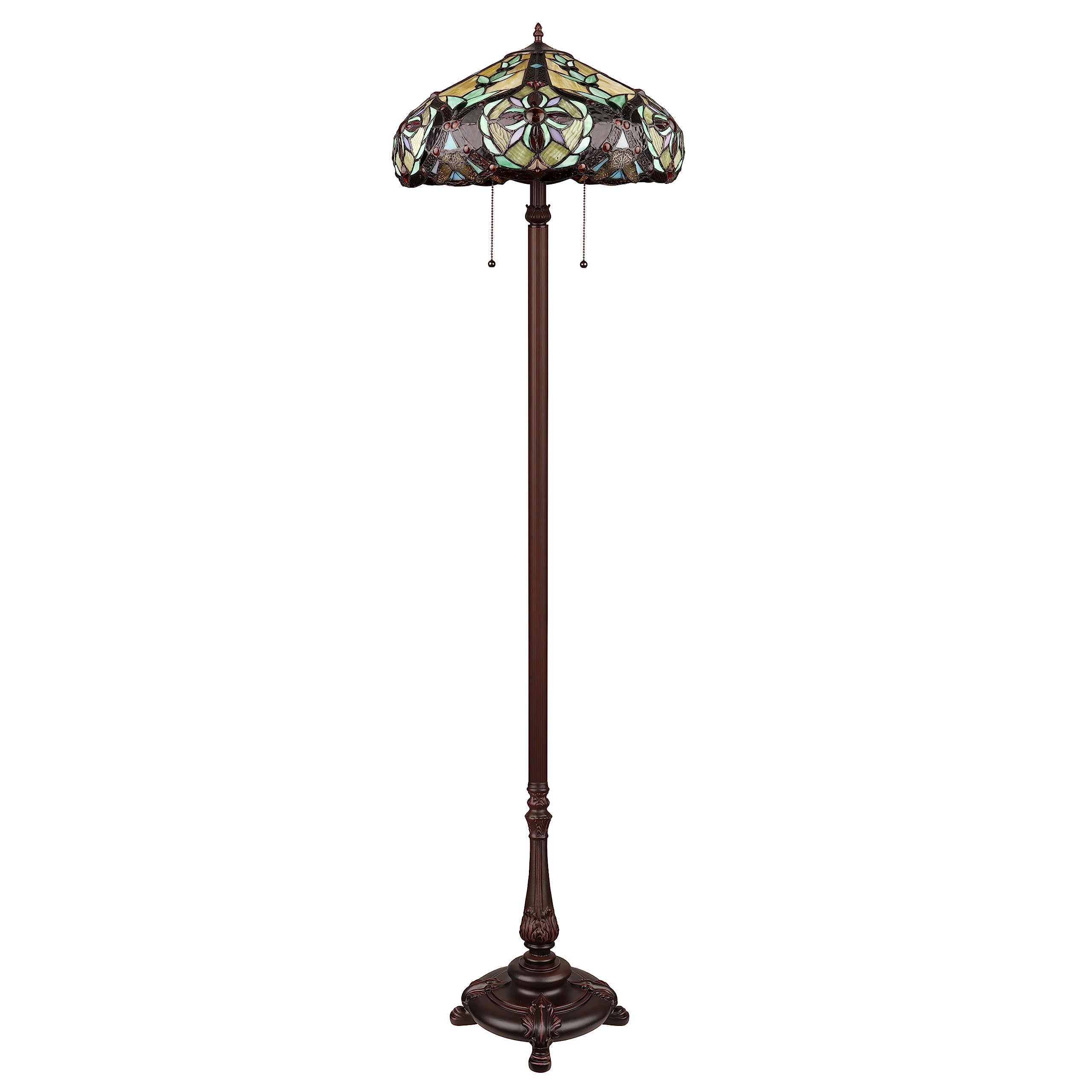 Chloe Lighting Cora 2-Light Floor Lamp, Dark Bronze Finish, 18in Wide, Glass, Multicolor, Model CH3T517AV18-FL2