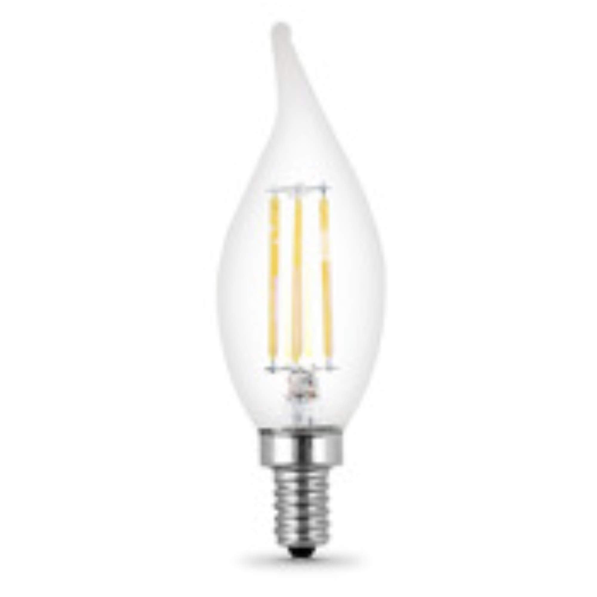 Feit Electric 60W LED Dimmable Light Bulb, 500 Lumens, Glass, 2700K Soft White, 6-Pack, Model CFC60/927CA/FIL