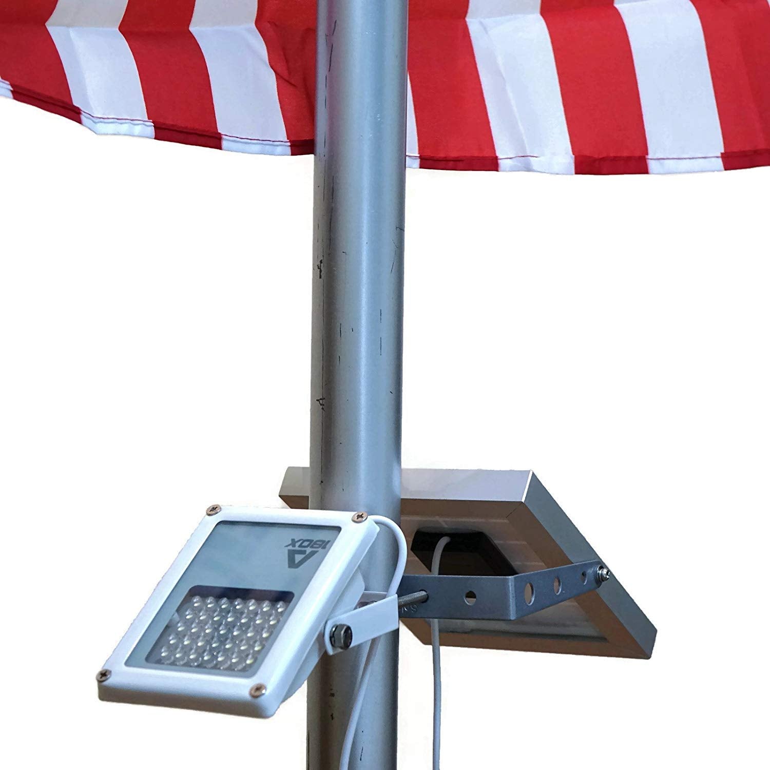 Alpha 180X Flag Pole Light (Warm White LED) for Solar Flagpole Lighting/Cast Iron Street Light Style Doubled as Floodlight/U-Bra