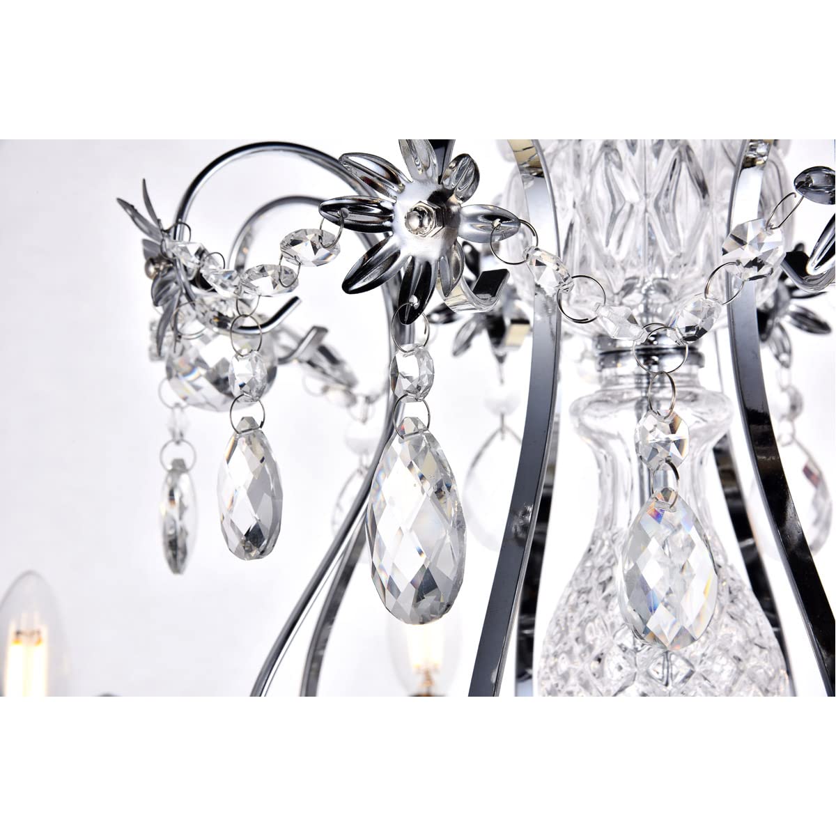 Elegant Lighting Living District Indoor Modern Home Decorative Bright Ceiling Voltaire Collection Chandelier D26 H25 Lt:8 Chrome Finish