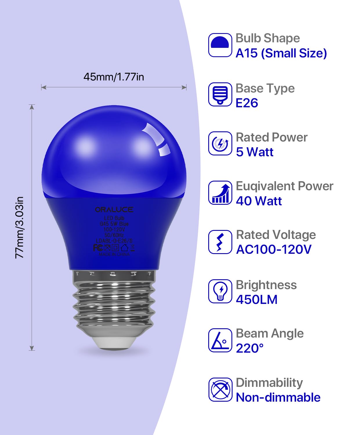 Oraluce 6 Colors Porch Light Bulb 40 Watt Equivalent,A15 Led Bulbs For Halloween Christmas Party Decoration And Lighting,Colored Light Bulb With E26 Base,5W 450Lm Non-Dimmable,6 Pack.