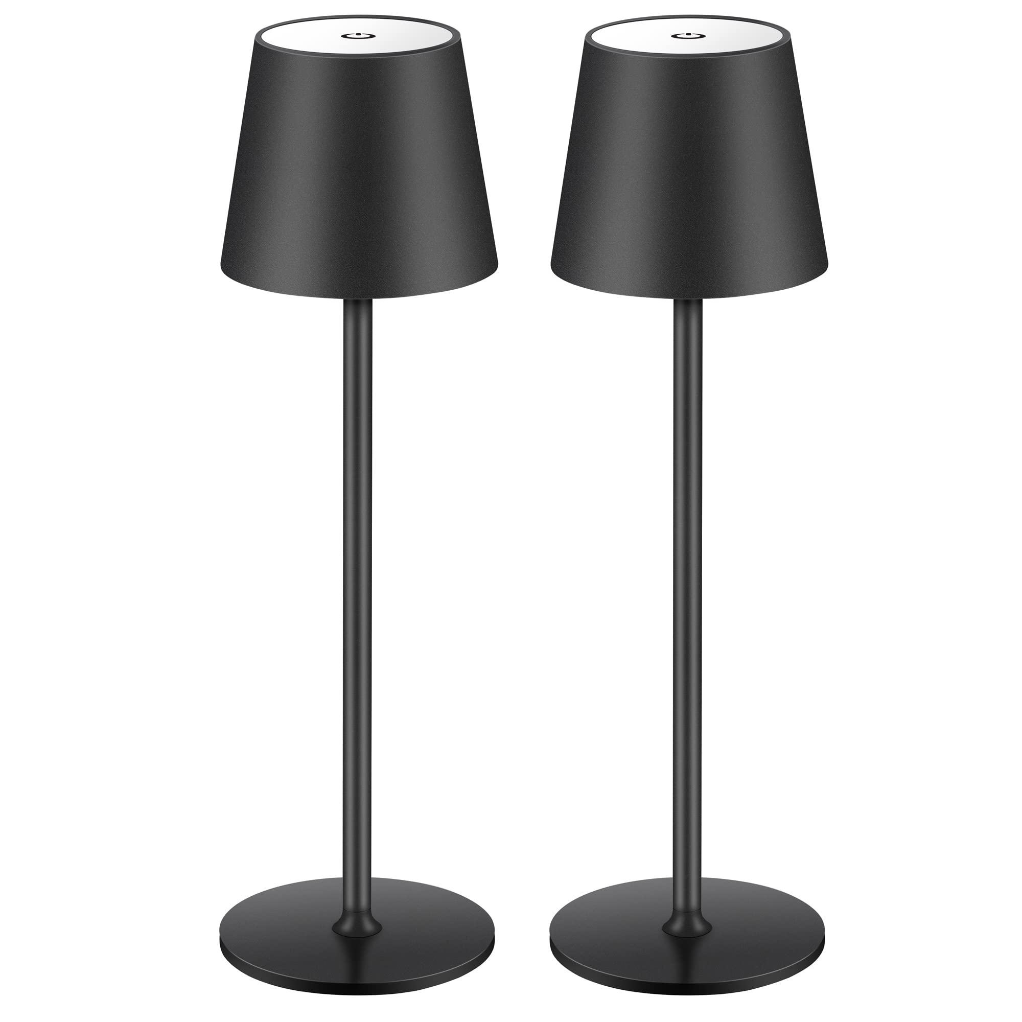 BGFHome Cordless LED Desk Lamp, Rechargeable 5000mAh, Minimalist Design, 4.58x4.58x15.62 in, 2 Pack, Black,