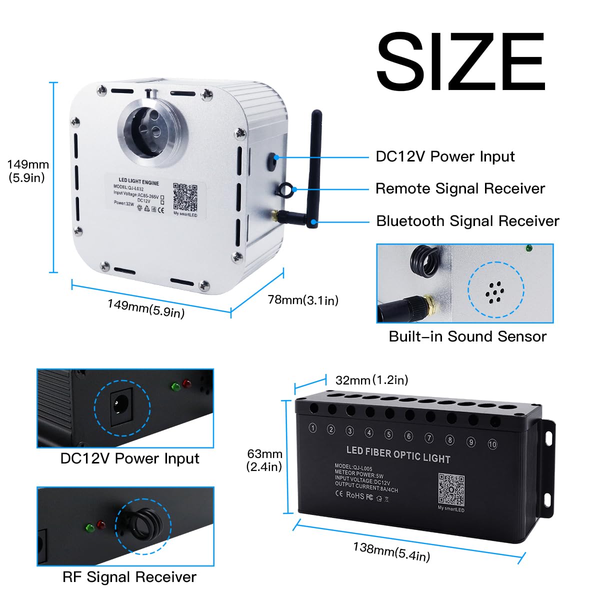 Akepo 32W Rgbw Twinkle+Bluetooth App Control+Music Mode+Meteor Shooting Star Effect Fiber Optic Lights Kit, Star Ceiling Sky Lig