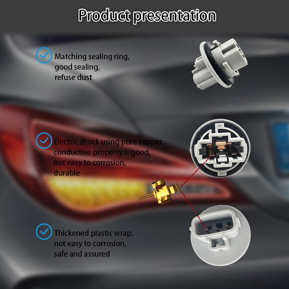 Jsorum 2 Pcs Front Turn Signal Light Bulb Plug Socket Compatible With Toyota Tundra, Tacoma, Sequoia, 4Runner, Venza, Replacemen