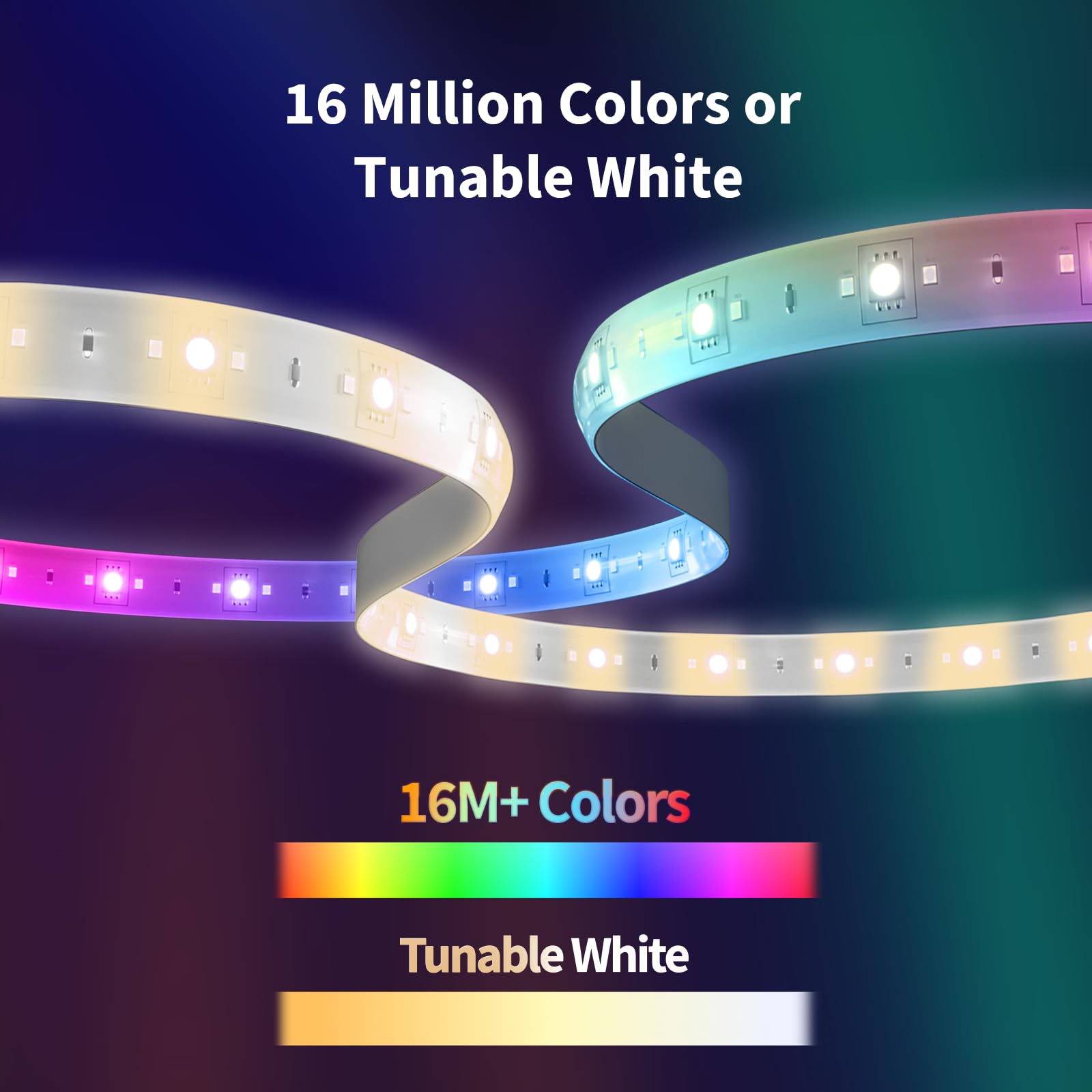 Aqara Led Strip T1 With Matter, Requires Zigbee 3.0 Hub, Not Support Third Party Hubs, 6.5 Ft Rgb+Ic Led Strip Lights, 16 Million Colors/Tunable White/Gradient Effects, Supports Apple Home,Alexa