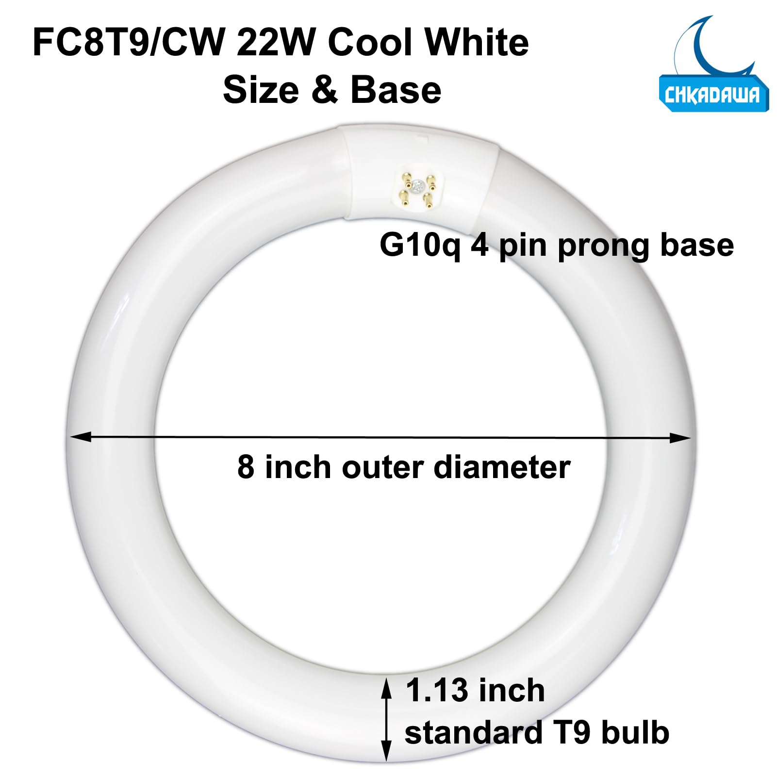 Chkadawa Fc8T9/Cw Circular Fluorescent Light Bulb, 8 Inch Round T9 22W Circline Bulbs Replacement For Circle Ceiling Fixture, Co