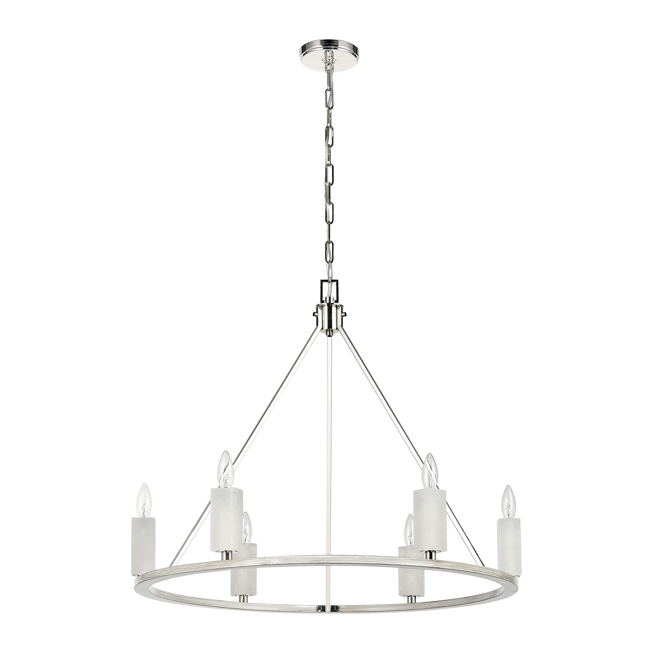 Elk Home 6-Light Chandelier In Polished Nickel, 30-Inch Wide, Modern Design