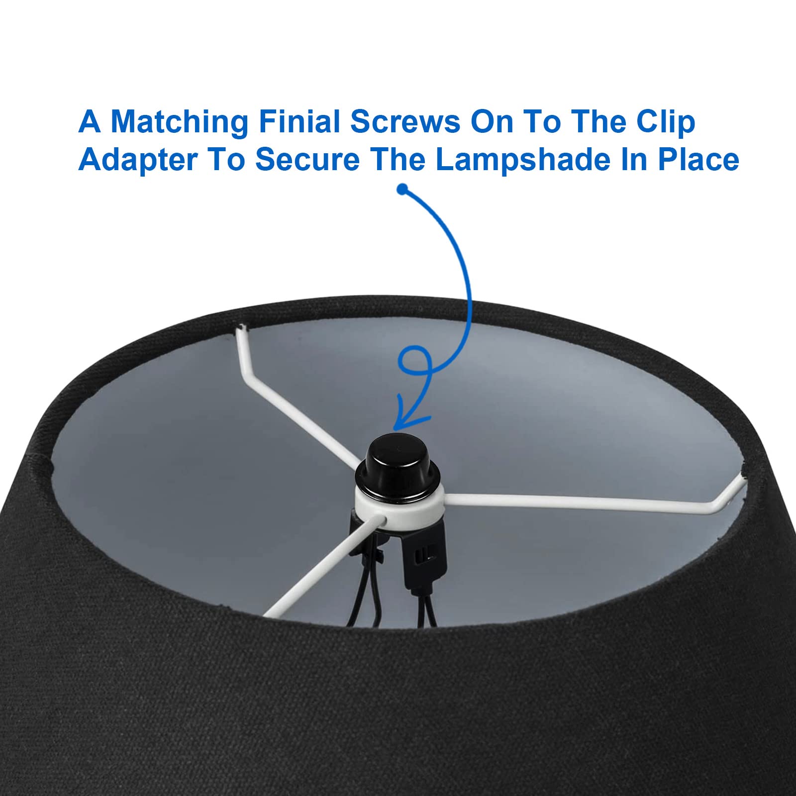 WEAVERBIRD 2 PACK Lamp Shade Clip Adapter Kit, Metal, Black, Model WVD-US-0400