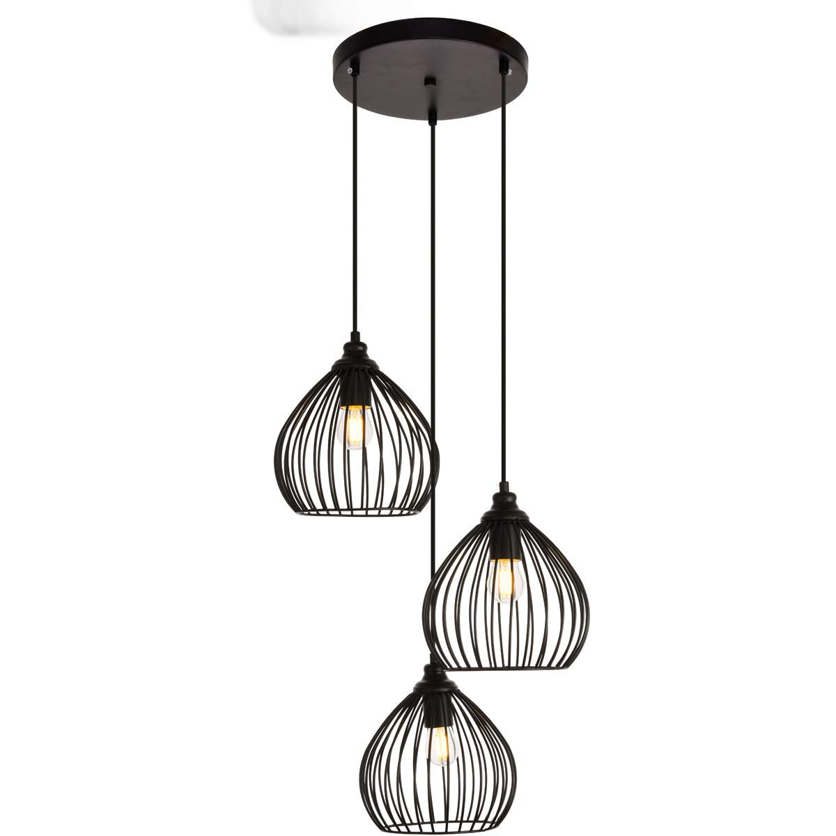 Living District Sayer 3-Light Transitional Metal Pendant in Black